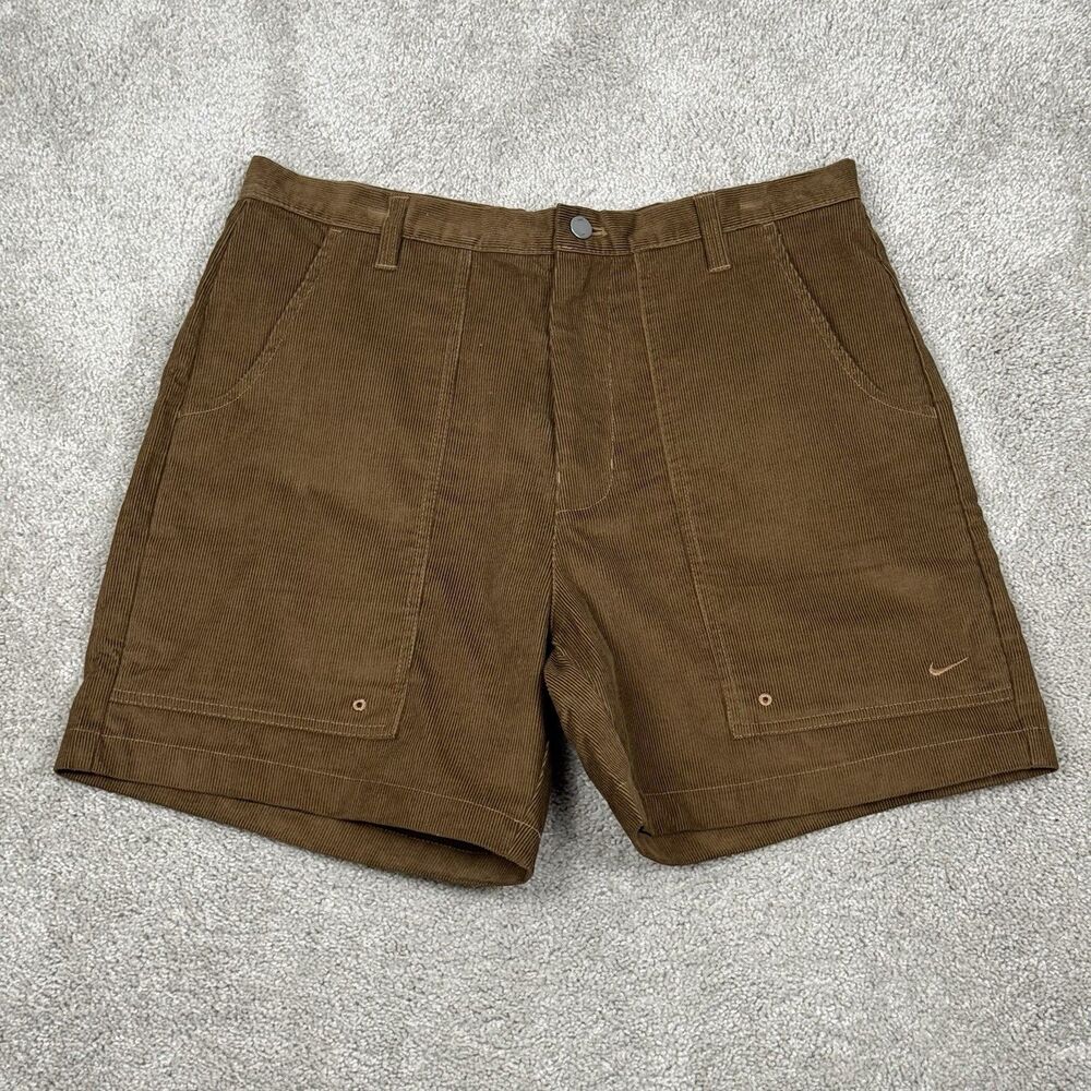 Nike Life Corduroy Park Shorts Brown Size 32 HV0899-235 NEW Above the Knee